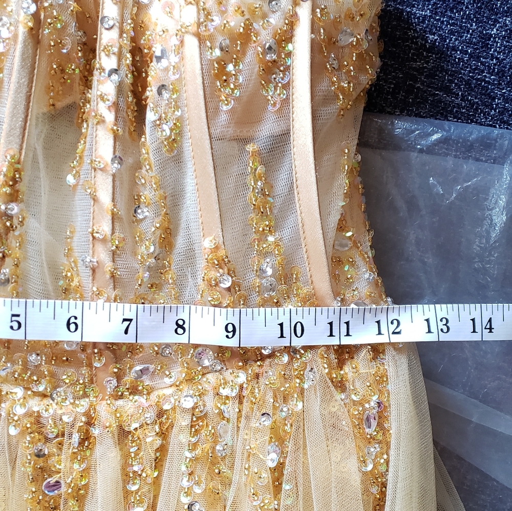 JJs house A-line Sweetheart Floor-Length Tulle Sequin Prom Dresses With Beading - Picture 9 of 16